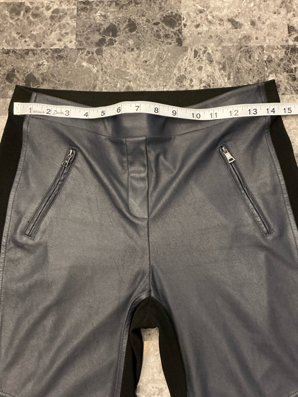 BCBGMaxAzria Black/Navy Combo Kalin Motorcycle Faux-Leather Skinny Legging Med - Picture 11 of 12